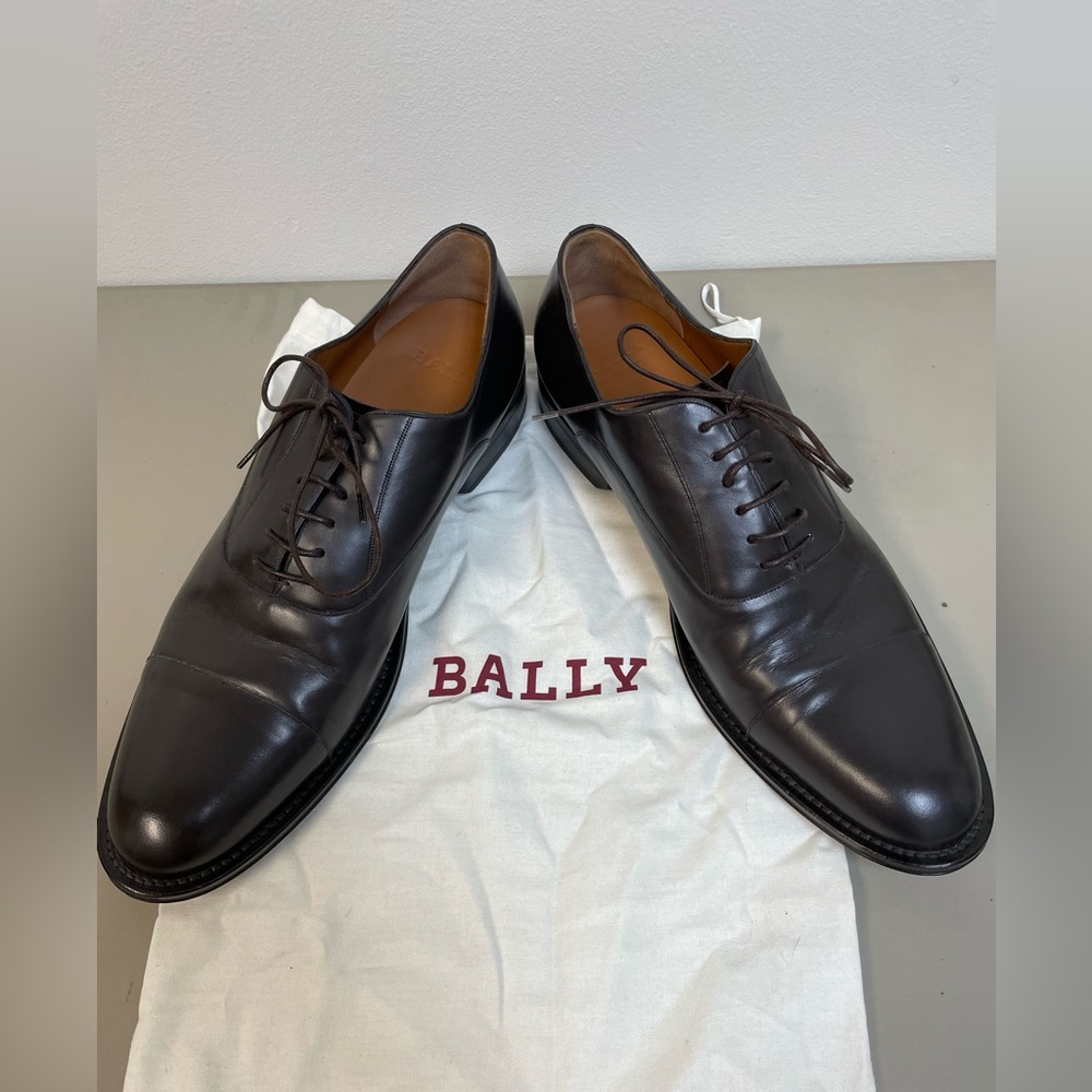 BALLY Abram Leather Cap Toe‎ Oxford Shoes in Chocolate Brown Size 12 D $870
